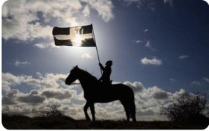 Saint Piran patron saint of Cornwall and Cornwall flag.